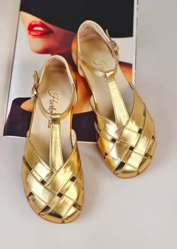 Gold Leather 1.5 cm heel
