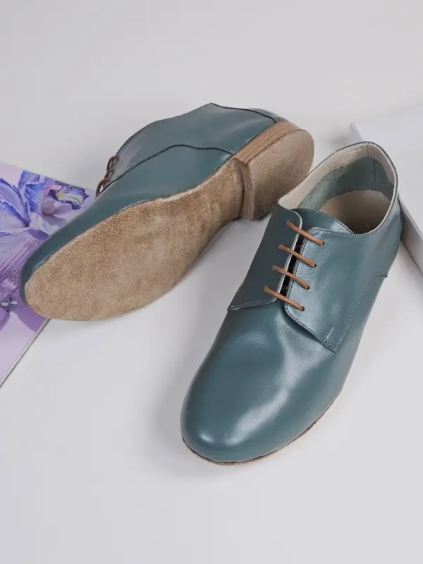 Frankie Soft Teal Green Leather 1 cm heel