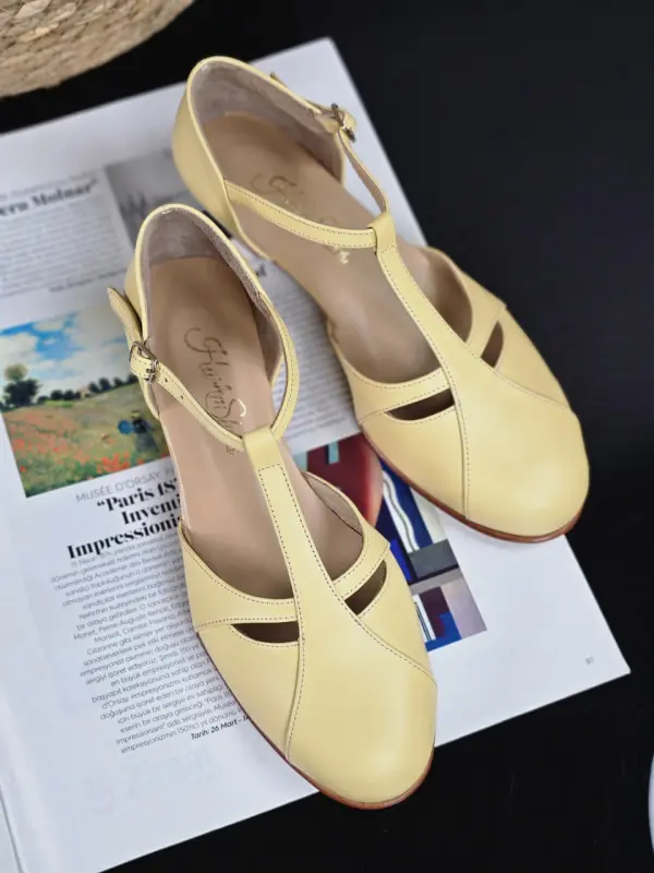 Isabel Lemon Yellow  Leather 3 cm heel