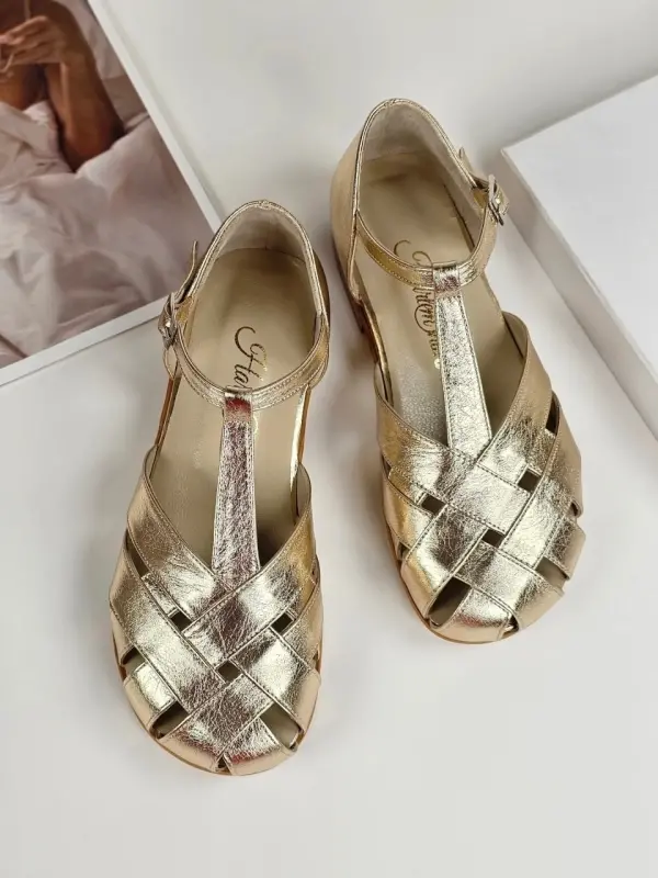 Platinum Gold Leather 1.5 cm heel