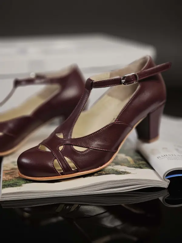 Spring Bordeaux Leather 6 cm Balboa heel