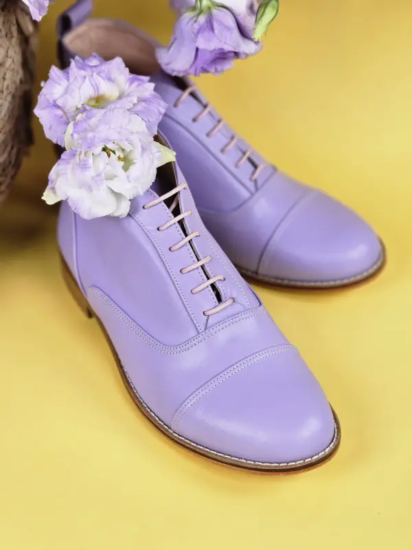 Smooth Boots Lilac Leather 2 cm heel