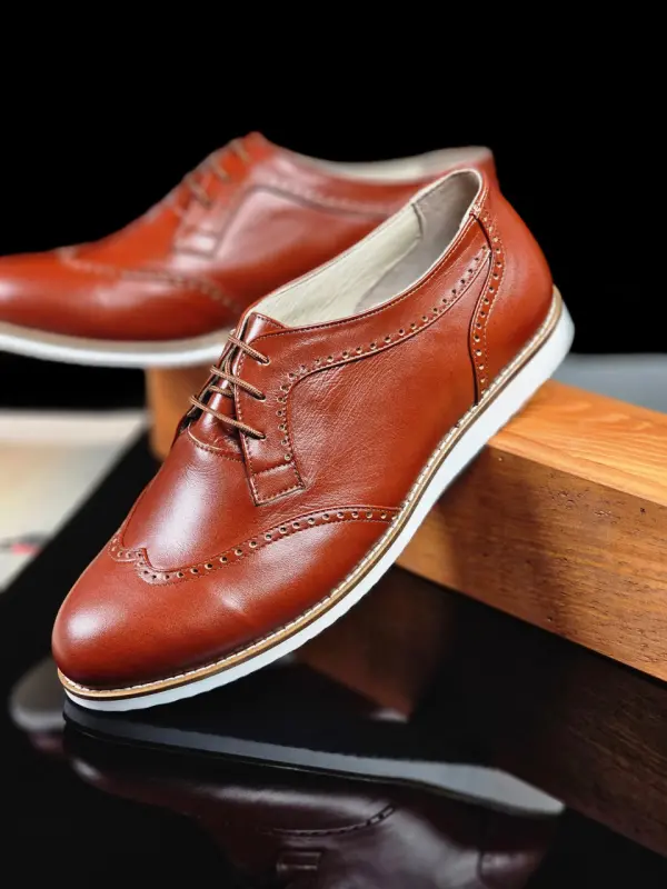 Men Oxfords Brown Leather with Eva Sole