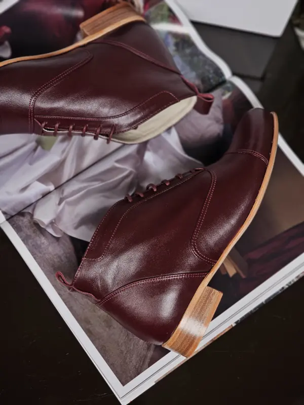 Smooth Boots Bordeaux Leather 2 cm heel