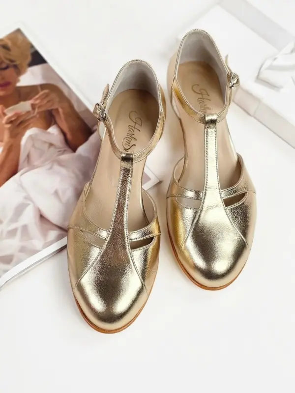 Isabel Platinum Gold Leather 3 cm heel