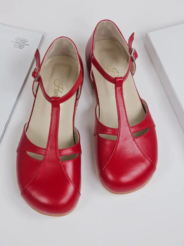 Barefoot Isabel Red Leather 2 cm heel