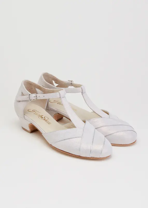 Shiny Cream Suede 4  cm heel