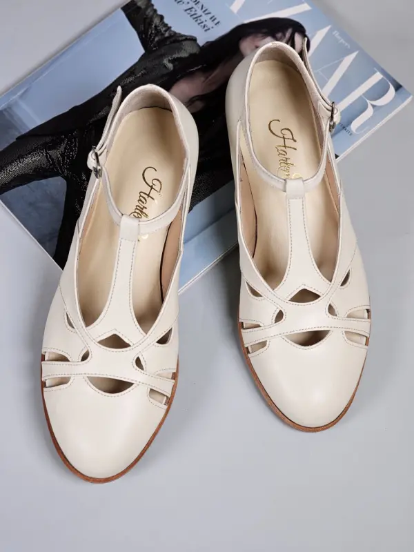 Spring Broken White Leather 4 cm heel