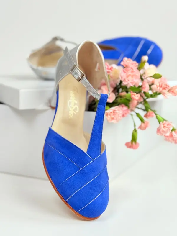 Sugar Blue Suede & Silver Leather 6 cm Balboa heel