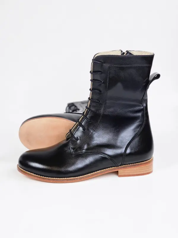 Biker Boots Black Leather 2 cm heel