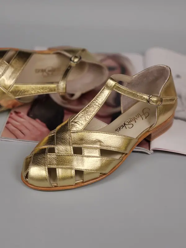 Summer Gold Leather 1.5 cm heel
