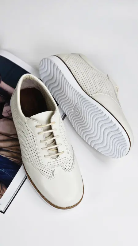 New York Perforated Broken White Leather