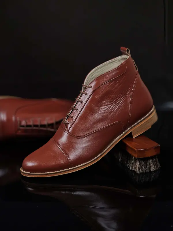 Smooth Boots Brown Leather 2 cm heel