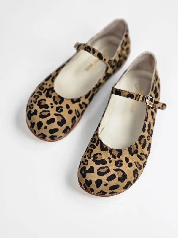 Barefoot Mary Jane Leopard Suede 0.5 cm heel