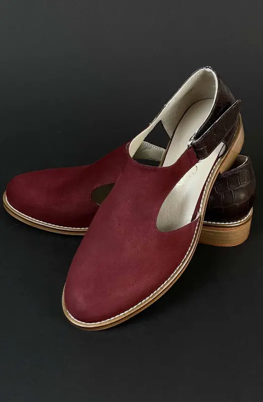 Milan Bordeaux Suede & Piton Leather 2 cm heel