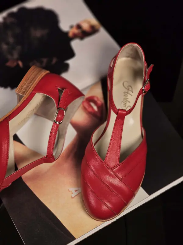 Red Leather 2 cm heel