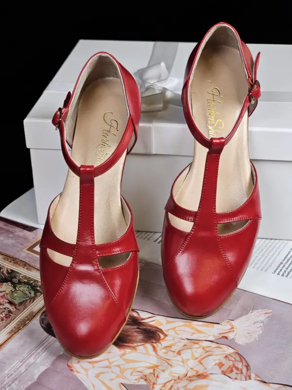 Red Leather 3 cm heel