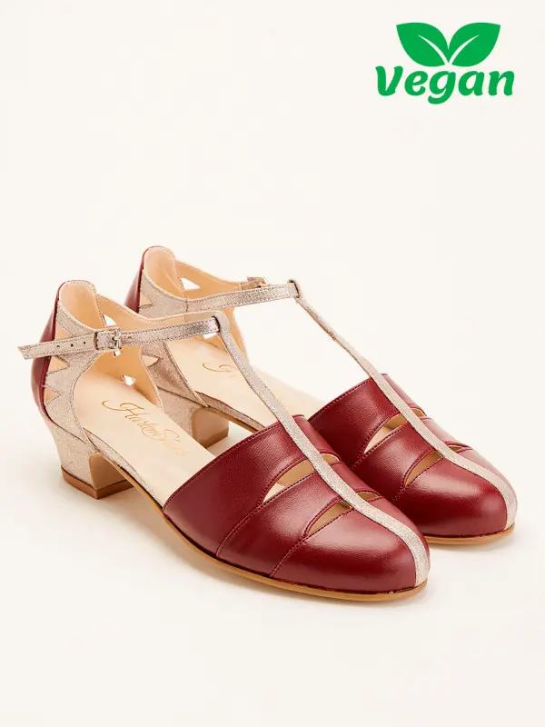 Harmony Vegan Bordeaux Leather & Shiny Textile 4 cm heel