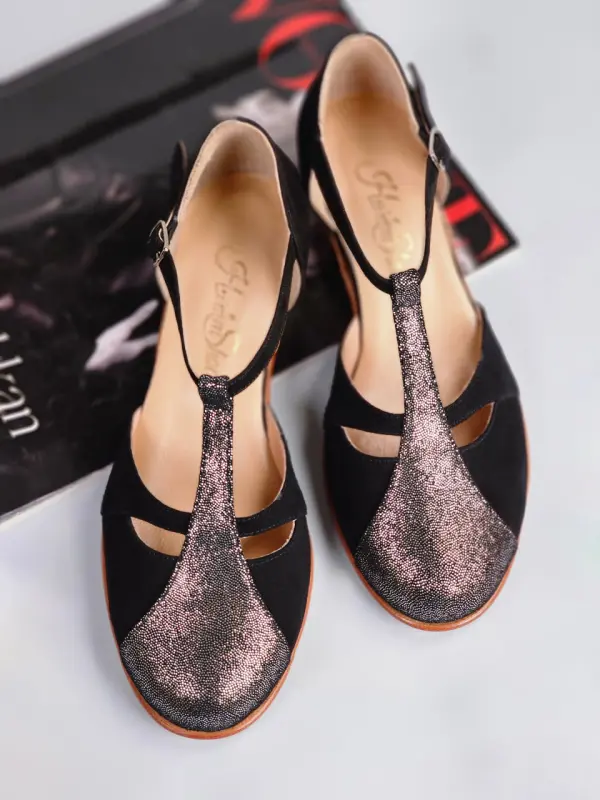 Black & Silver Rain Suede 2 cm heel