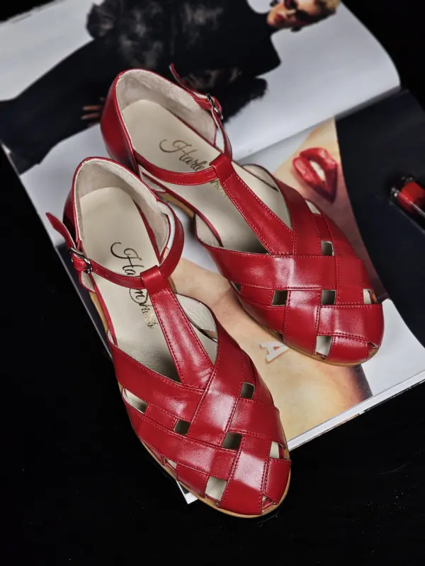 Summer Red Leather 1.5 cm heel