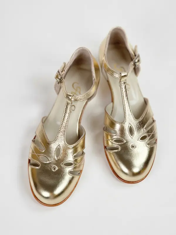 Rosy Platinum Gold Leather 3 cm heel
