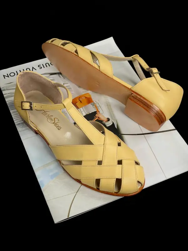 Summer Lemon Yellow leather 1.5 cm heel