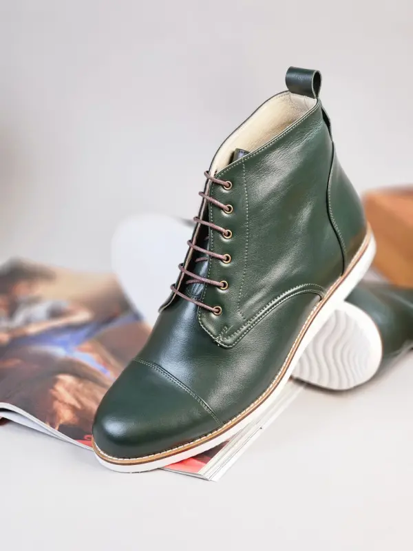 Derby Boots Jungle Green Leather with Eva sole