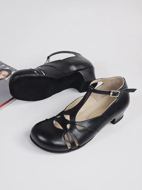 Barefoot Spring Black Leather 4 cm heel