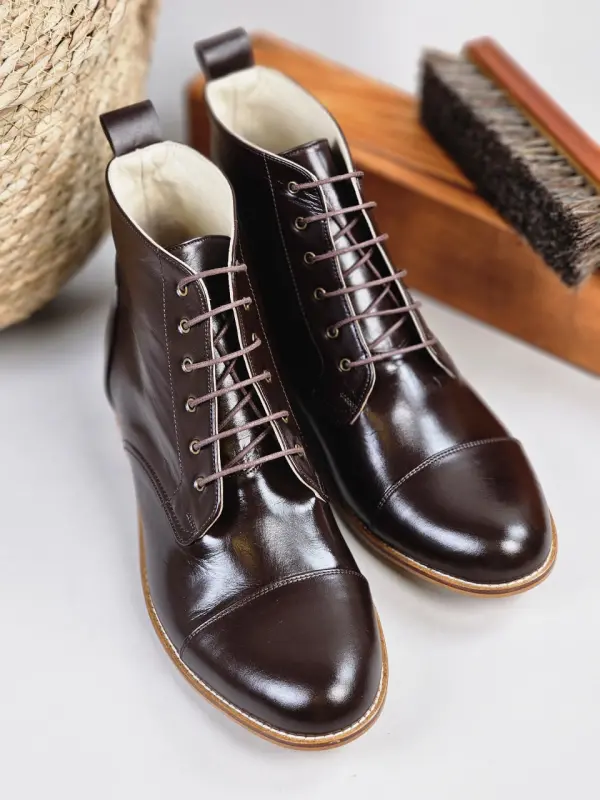 Derby Boots Dark Chocolate Leather 2 cm heel