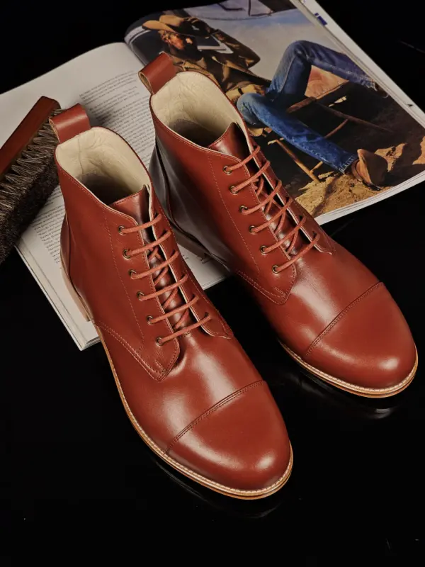 Derby Boots Brown Leather 2 cm heel