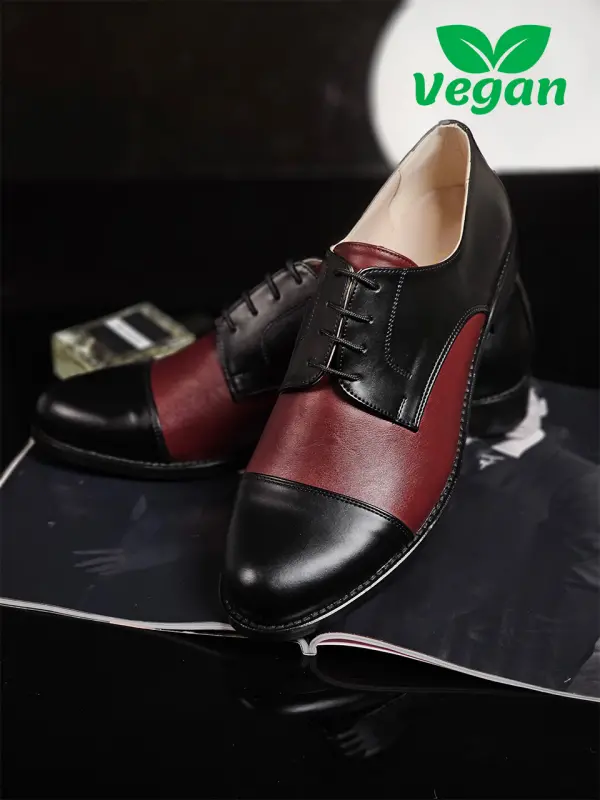 California Vegan Black & Bordeaux Leather 2 cm heel