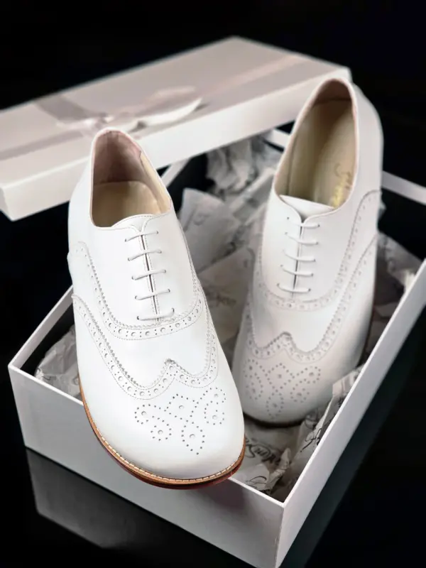 Barefoot Brogue White Leather Zero Drop