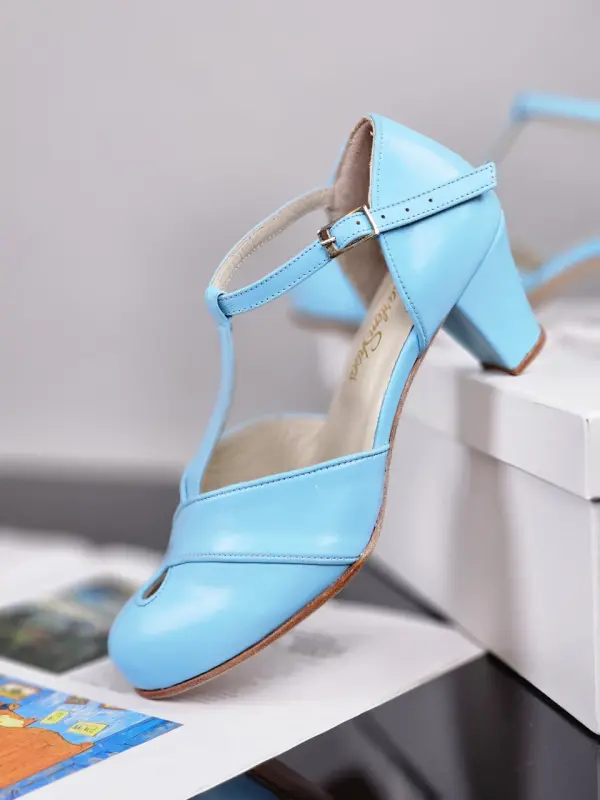 Baby Blue Leather 6 cm Balboa heel