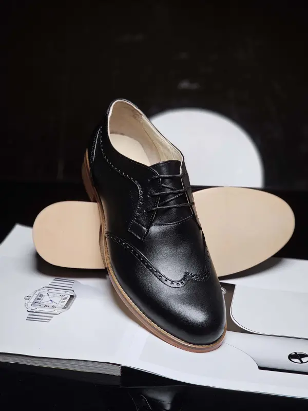 Men Oxfords Black Leather 2 cm heel