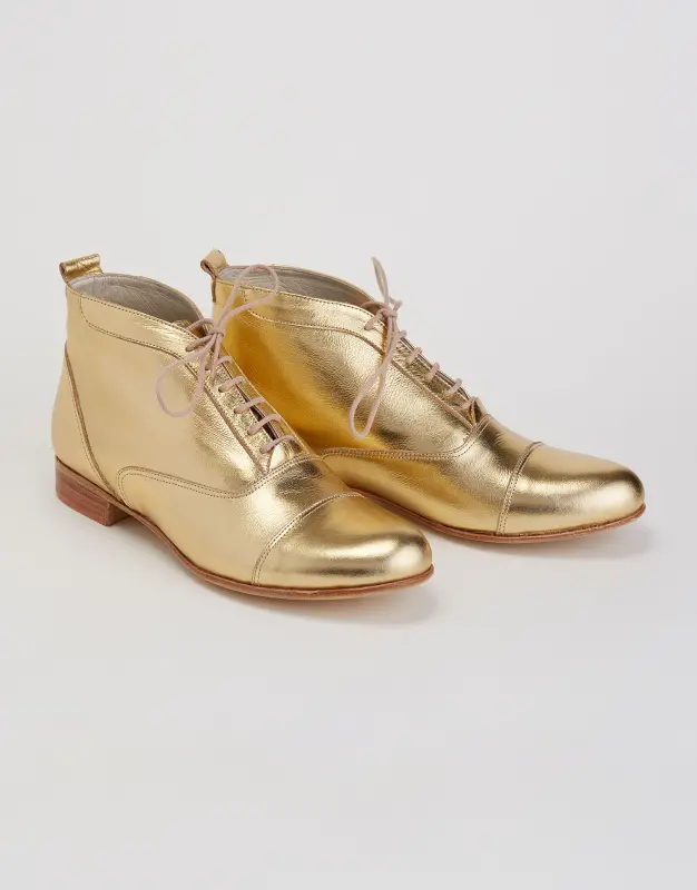 Smooth Boots Gold Leather 2 cm heel
