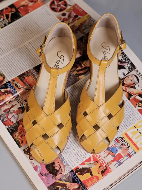 Summer Yellow Leather 1.5 cm heel