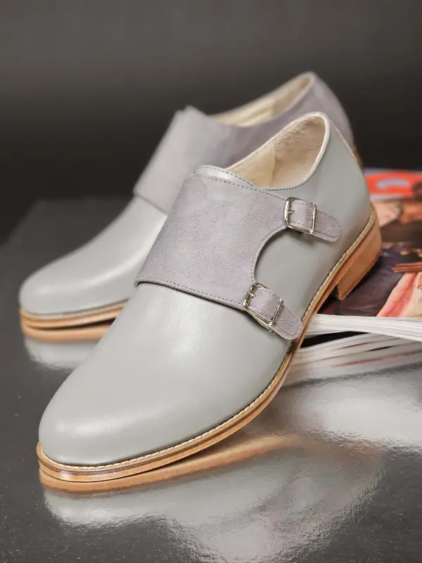 Monk Grey Leather & Suede