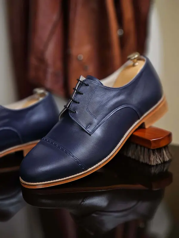 California Dark Blue Leather 2 cm heel
