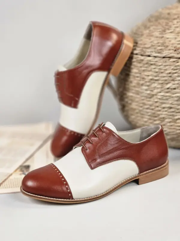 California Brown & Beige Leather 2 cm heel