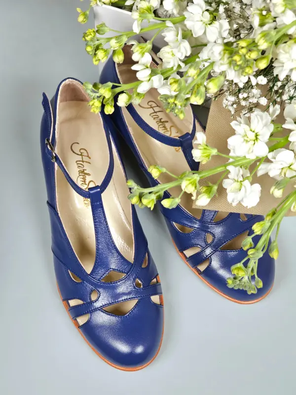 Blue Leather 4 cm heel