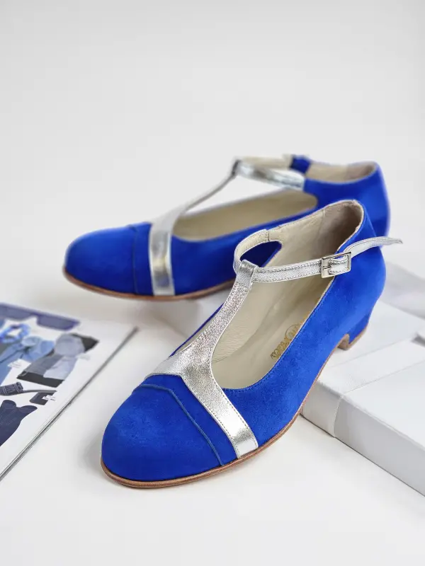 Barbie Blue suede & silver leather 3 cm heel