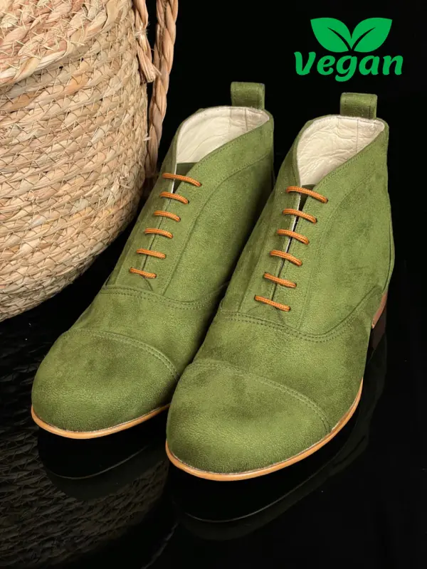 Smooth Boots Vegan Green Textile 2 cm heel
