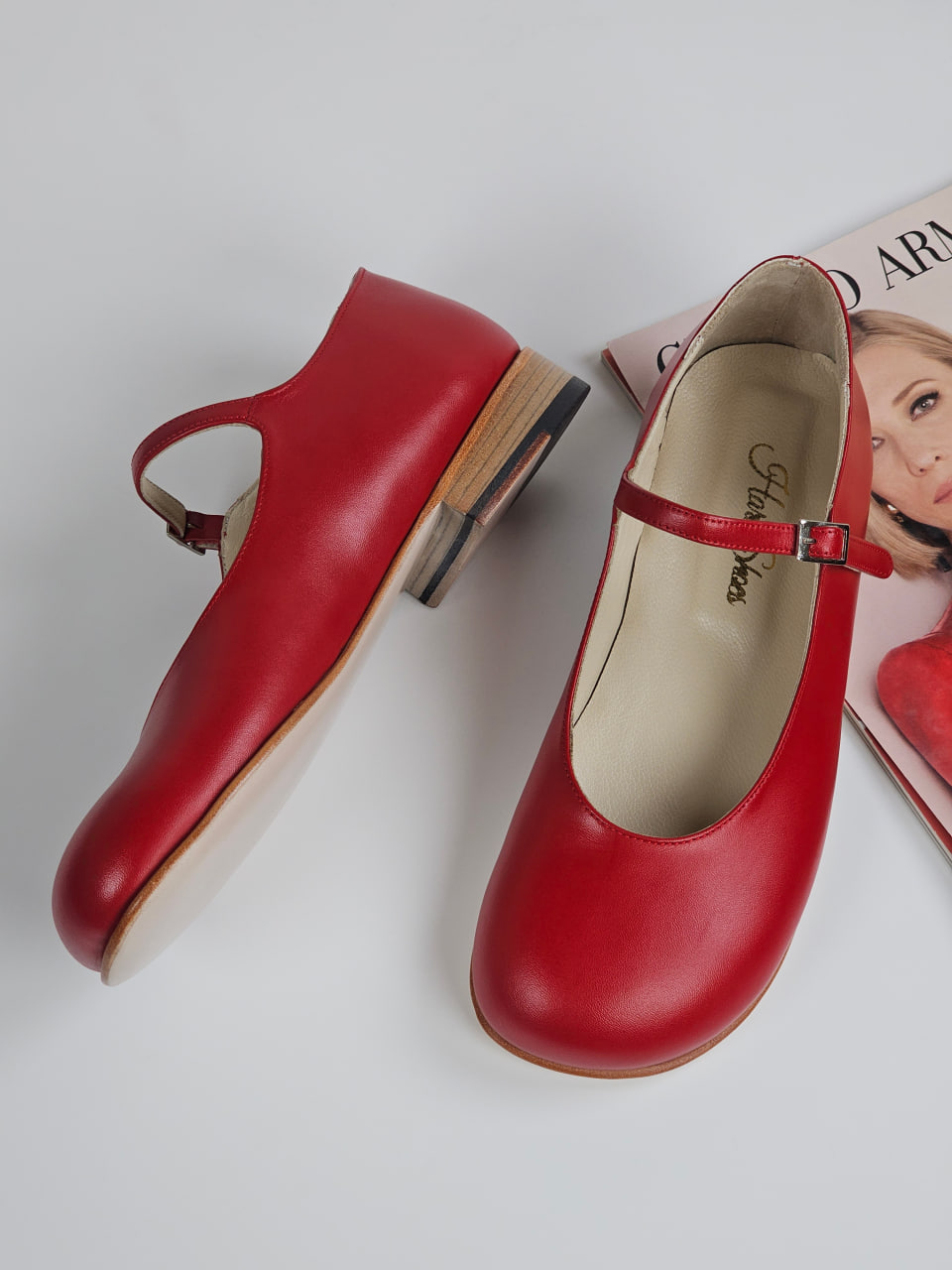 Barefoot Mary Jane Red Leather 2 cm heel