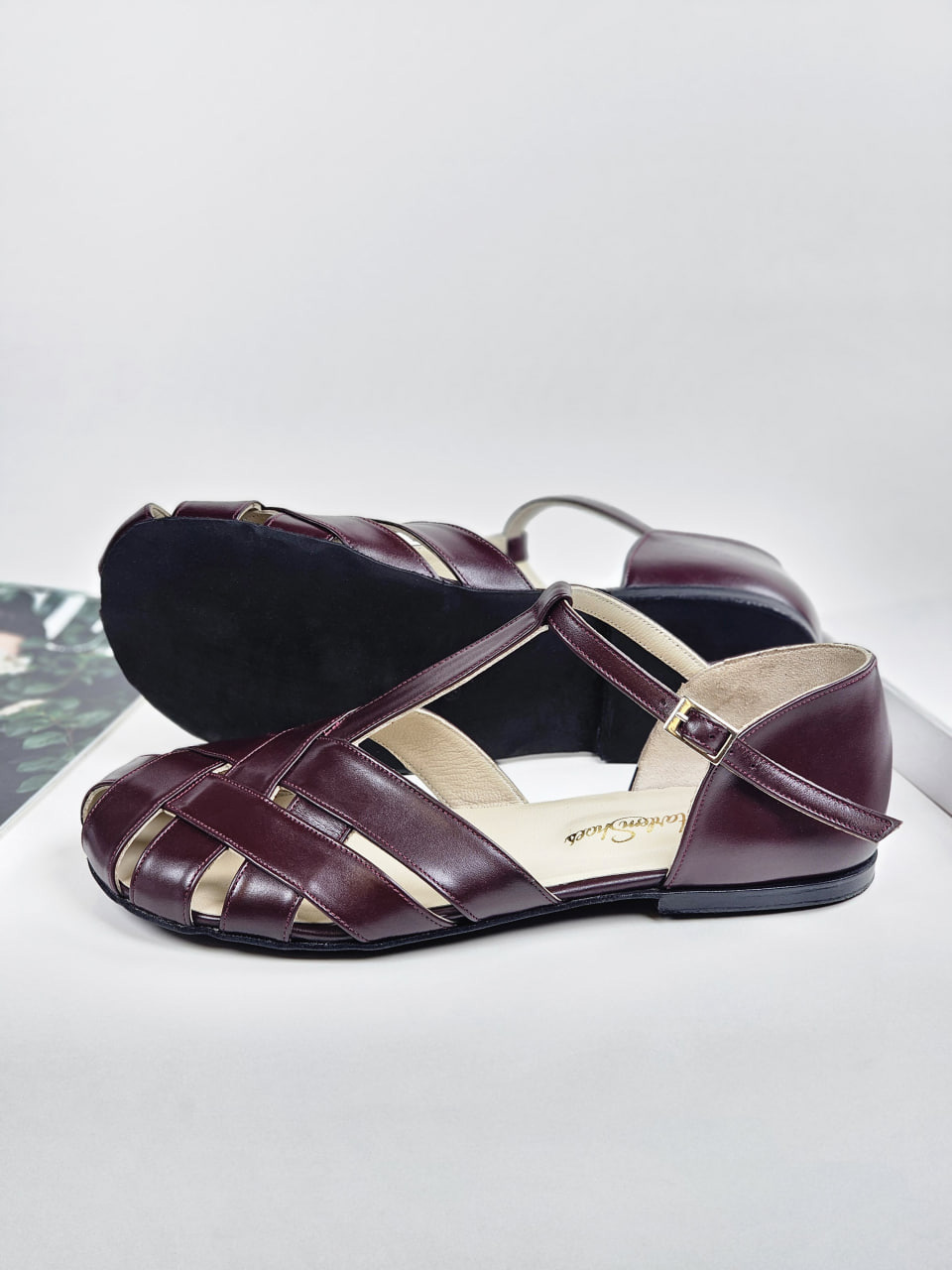 Barefoot Summer Bordeaux Leather 0.5 cm heel