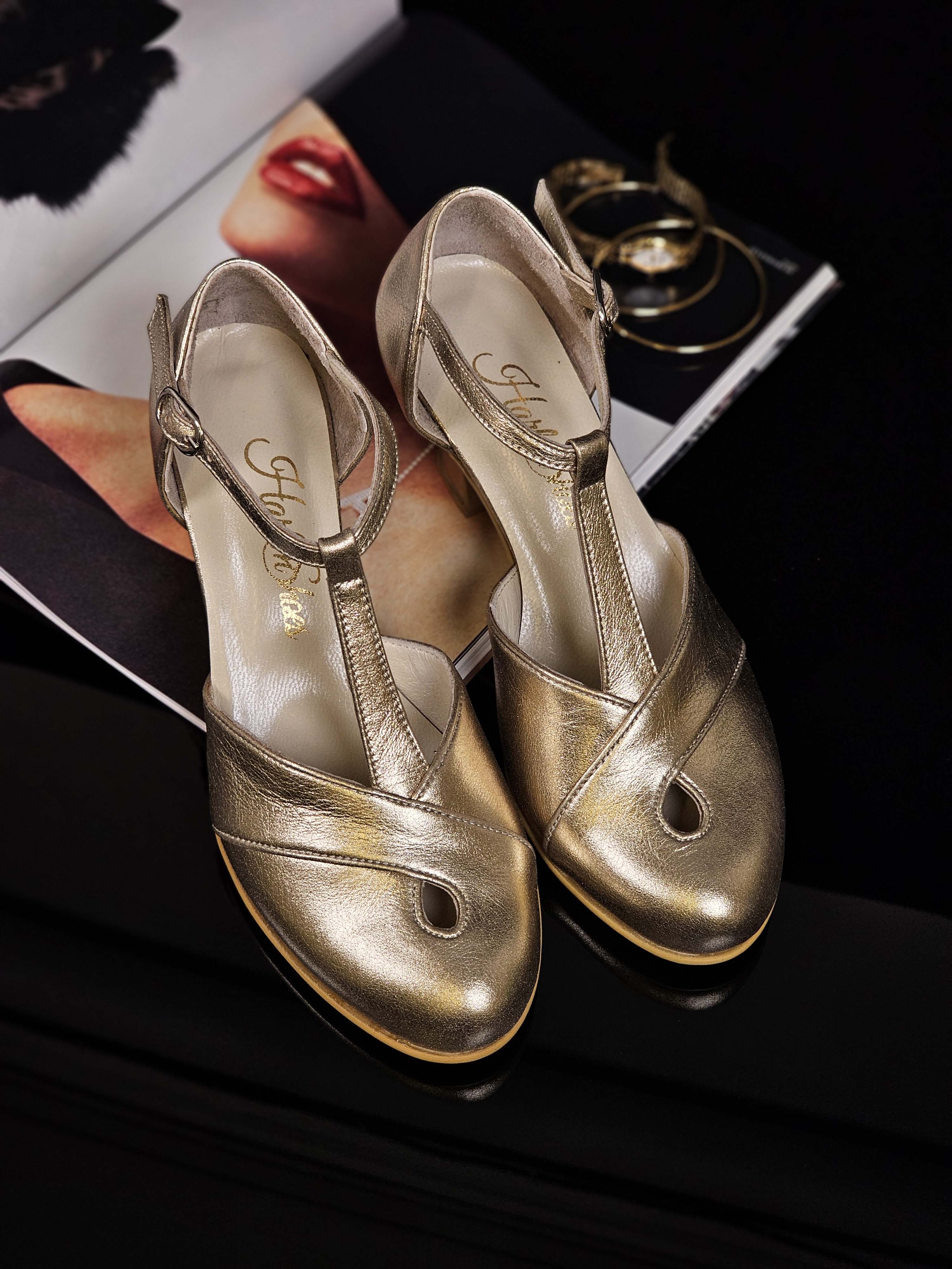 Muse Platinum Gold Leather 6 cm heel