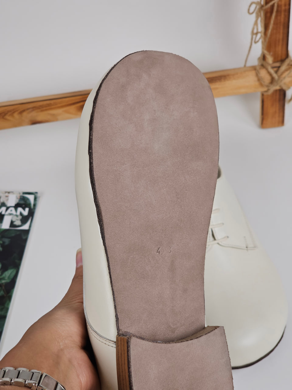 Barefoot Frankie Broken White Leather 2.5 cm heel
