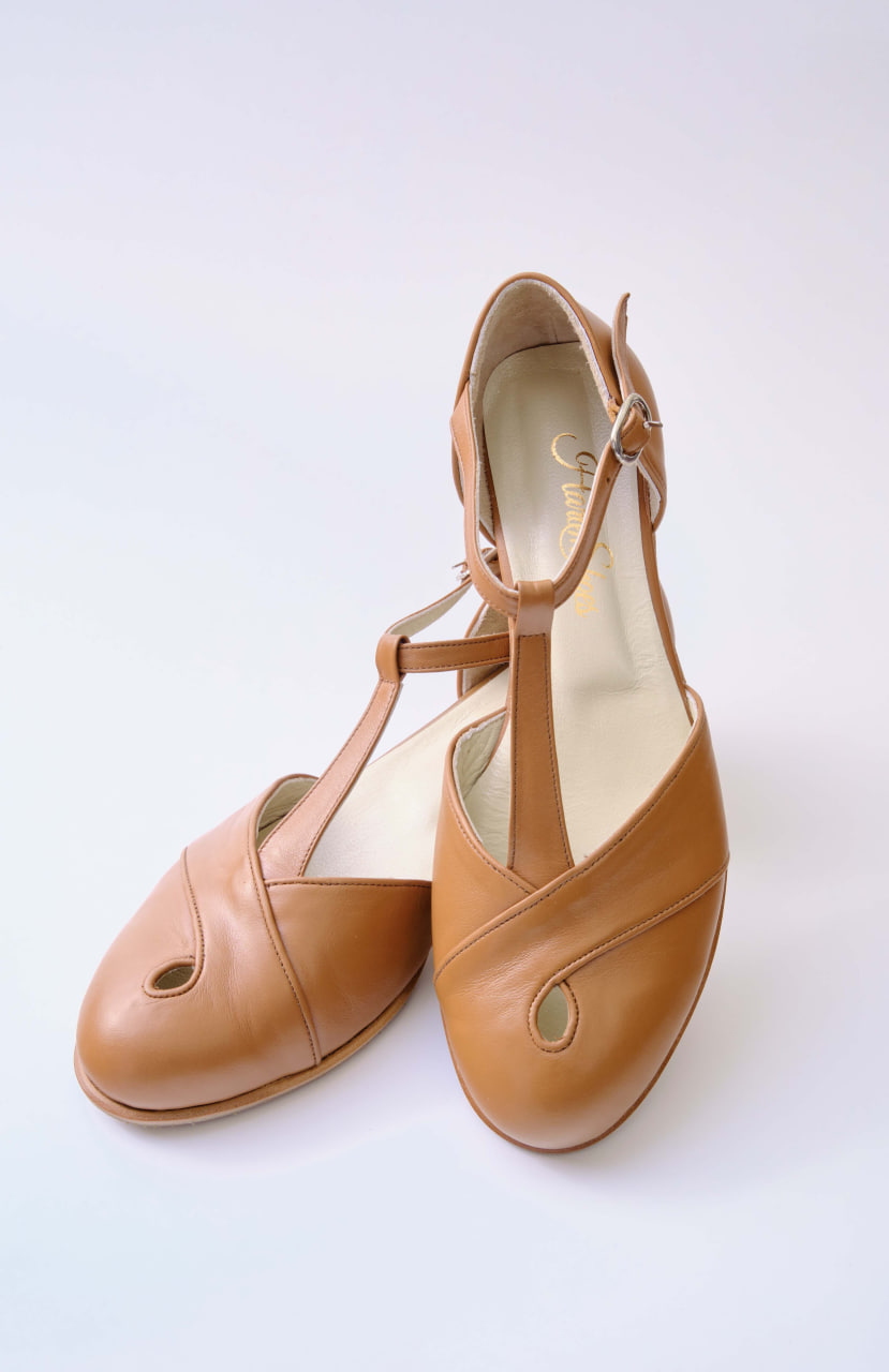 Muse Light Brown Leather 4 cm heel
