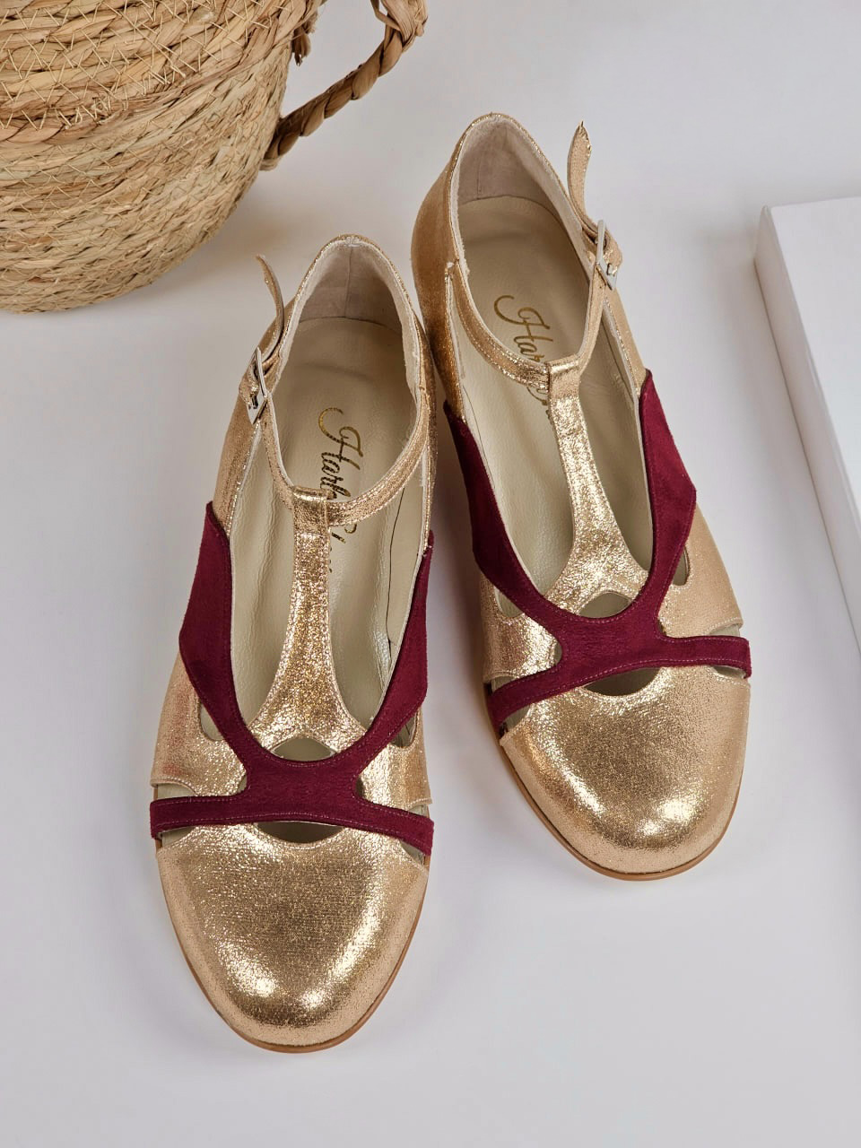 Spring Rose Gold Textile & Bordeaux Suede 3 cm