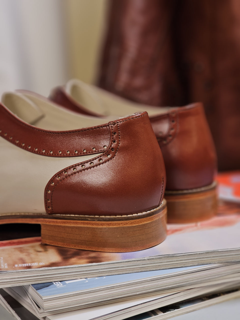 Oxfords Brown & Beige Leather 2 cm heel