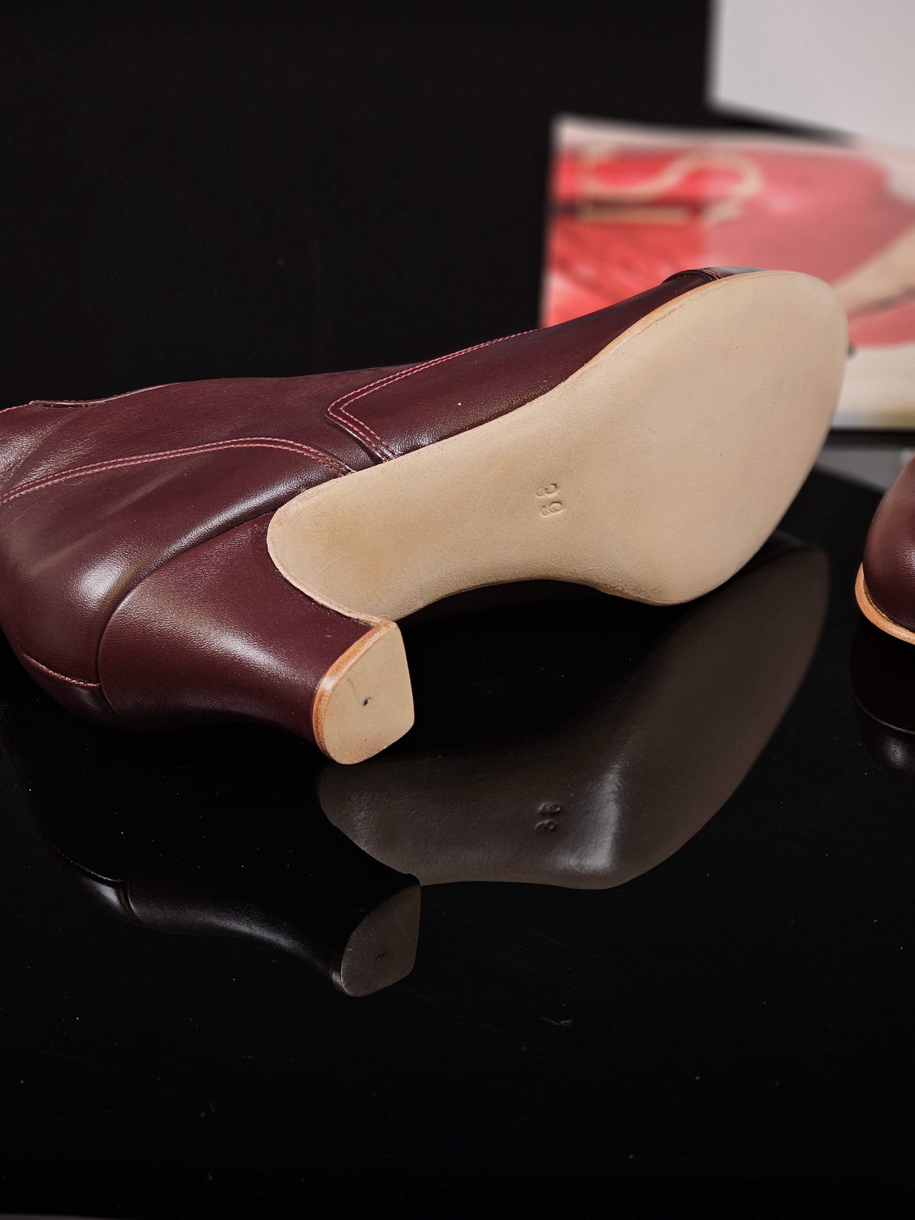 Smooth Boots Bordeaux Leather 6 cm heel
